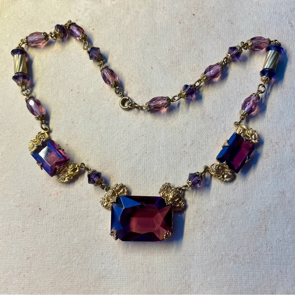 Antique Czech Glass Necklace - Picture 7 of 14